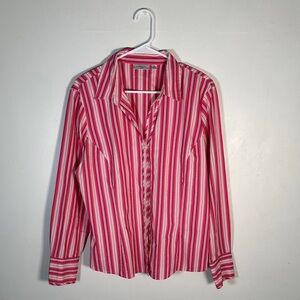 GH Bass & Co Pink Striped Button-Front Shirt Size XL Classic Everyday Top